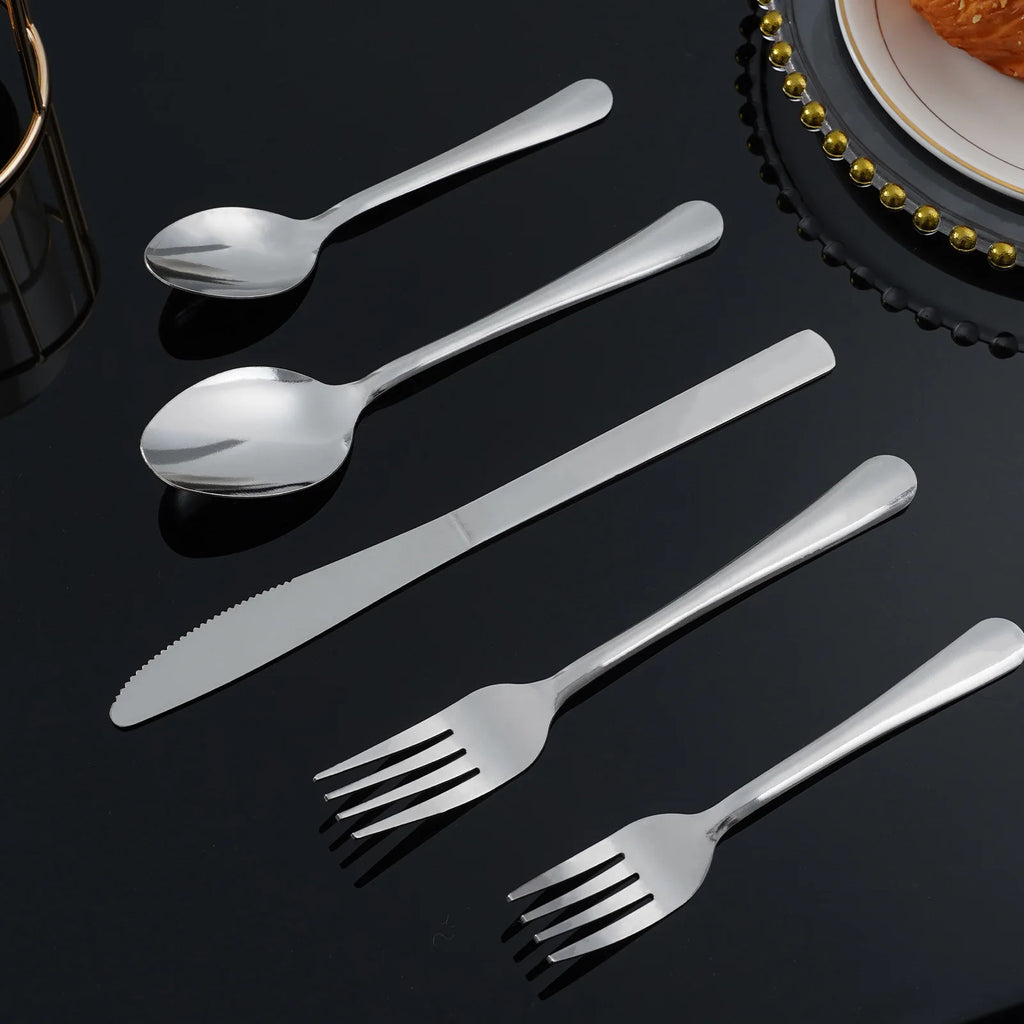 HANSMART 60Pcs Stainless Steel Flatware Set Service for 12 Vertical Ribbed Handle Silverware Cutlery Set Dinner Fork Salad Fork Spoon Knife Kitchen Tableware Dishwasher Safe Home Wedding Gift