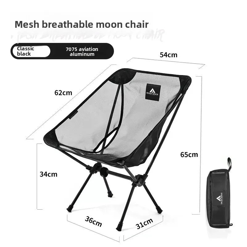 Portable Breathable Moon Chair for Outdoor Camping Fishing - Aluminum Alloy Mesh Anti-Sinking Lightweight Chair