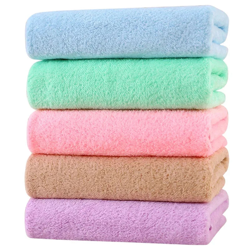Adult quick-drying towel set, simple, absorbent, soft, for face and hands, 5-piece coral fleece towels.