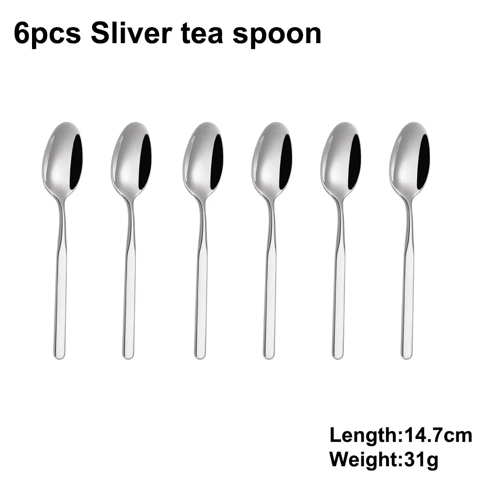 4/6/12/16/18/20/24Pcs Cutlery Set Stainless Steel 304 Tableware Western Knife Fork Spoon Set Mirror Sliverware Dishwasher Safety