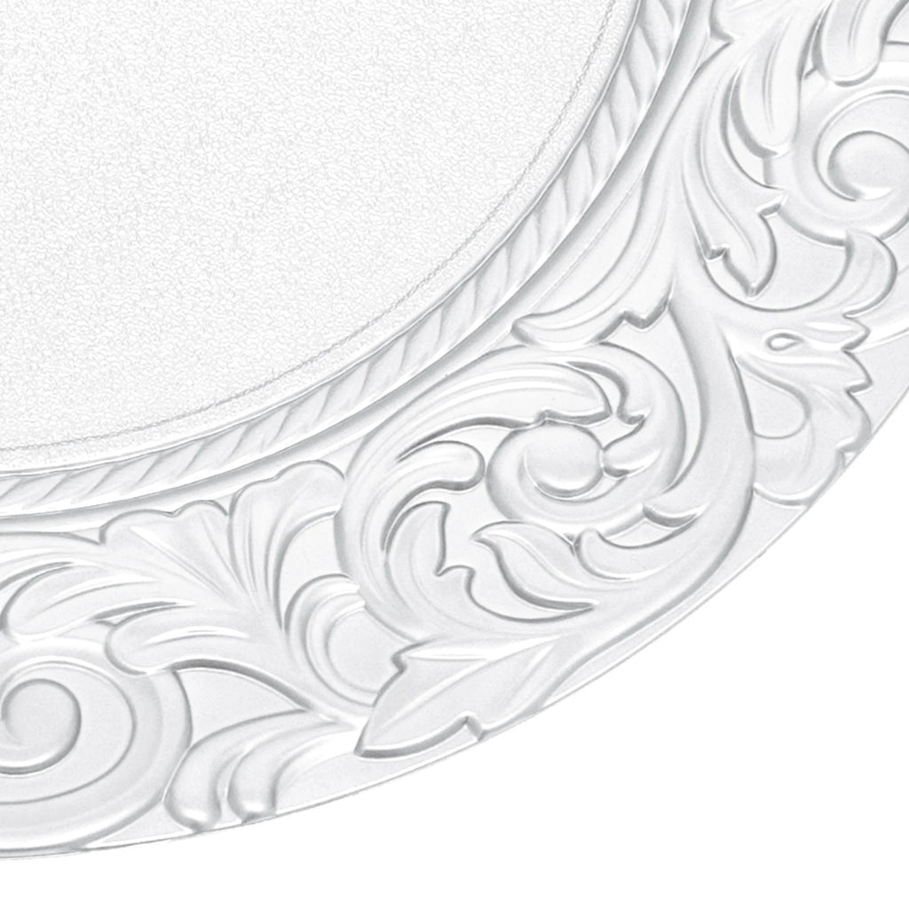 Bymaocar Charger Plate Set of 100 Silver Charger Plates Round Embossed Decorative Serving Plates Lightweight Durable PP Paint Material Impact Resistant Wear Resistant Stackable for Wedding Party Restaurant Home