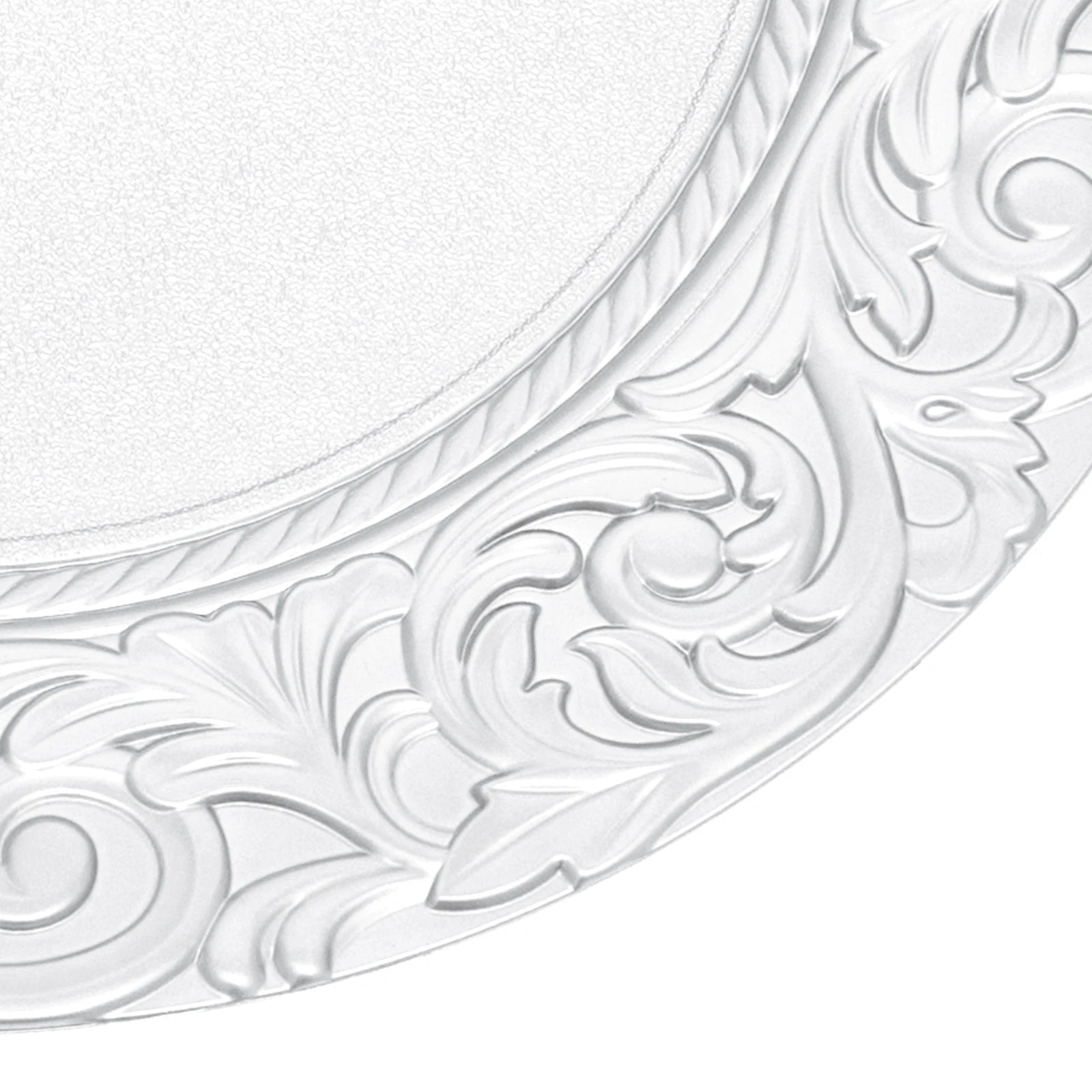 Bymaocar Charger Plate Set of 100 Silver Charger Plates Round Embossed Decorative Serving Plates Lightweight Durable PP Paint Material Impact Resistant Wear Resistant Stackable for Wedding Party Restaurant Home