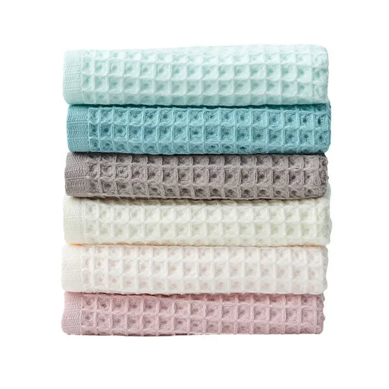 100% Cotton Bath Towel Set for Adult Child Super Absorbent Soft Bathroom Waffle Towel Solid Color Kitchen Clean Towels