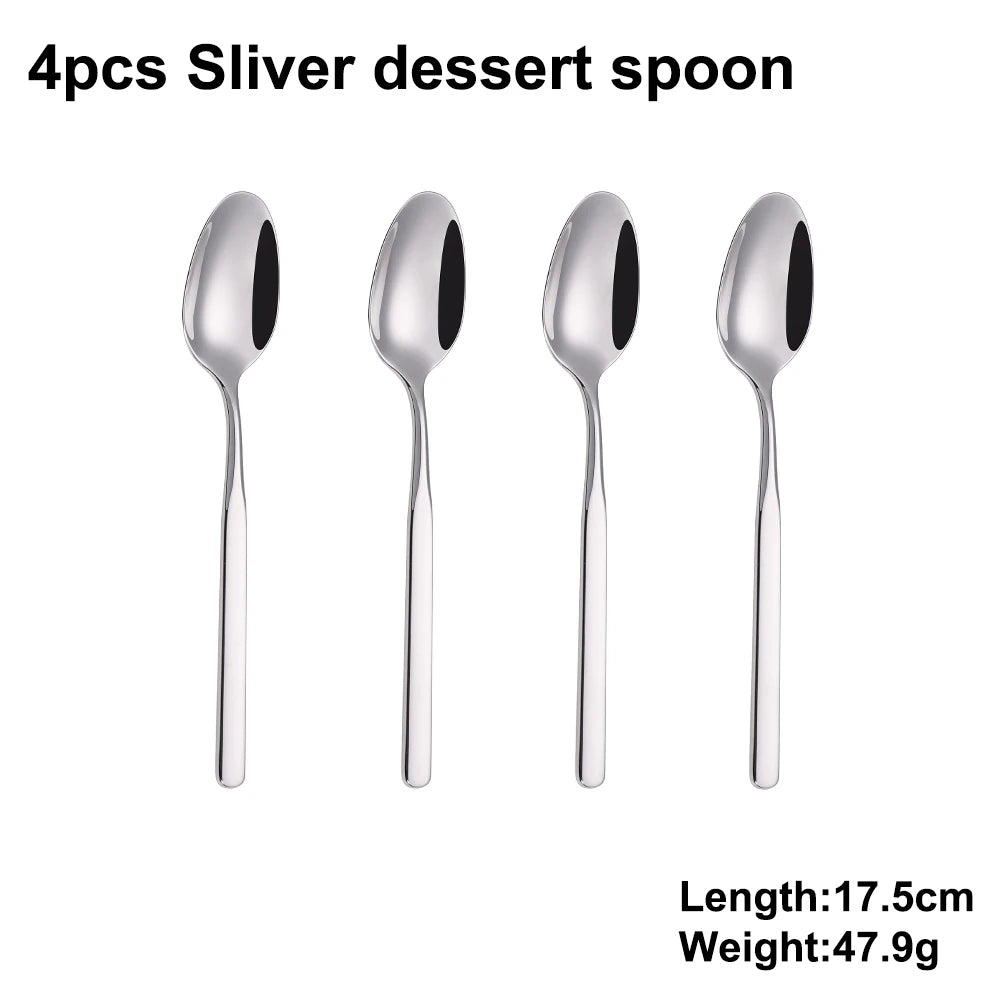 4/6/12/16/18/20/24Pcs Cutlery Set Stainless Steel 304 Tableware Western Knife Fork Spoon Set Mirror Sliverware Dishwasher Safety