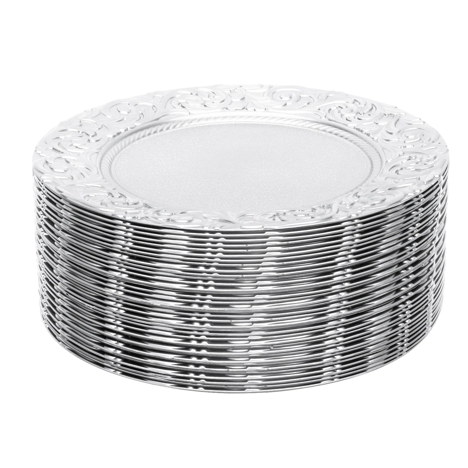 Charger Plates 100-Piece Set Round Reusable Serving Plates Gold Black Silver Green for Wedding Banquet Party Decor