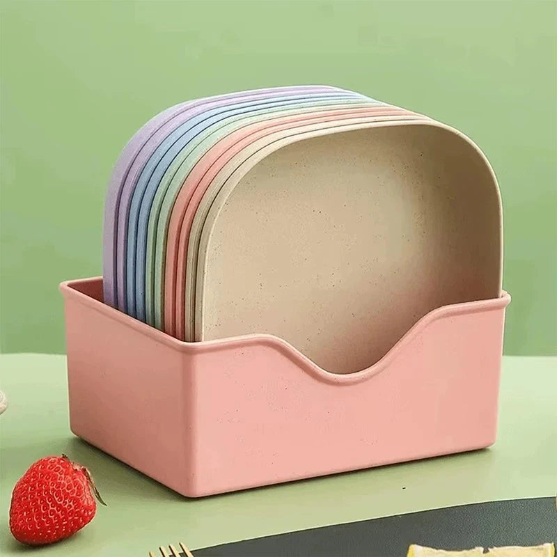 10pcs Plates Bases Set Square Lightweight Bone Spitting Plate Candy Fruit Cookie Cake Dinner Dishes Plates Kitchen Accessories