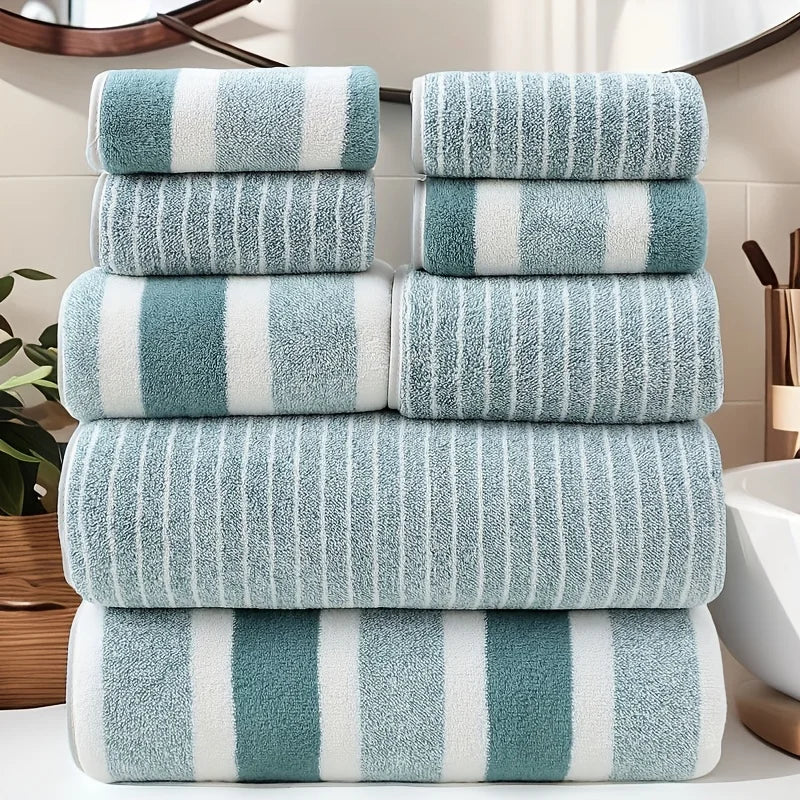 8pcs Towel Set, 2 Bath & 2 Hand Towels, 4 Face Towels. For Spa, Gym, Hotel, Camping & Outdoor Use. Fast Drying.
