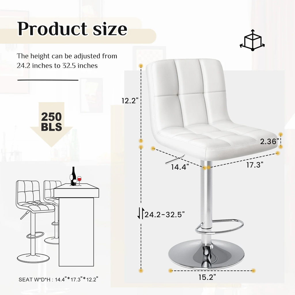 JHK Ergonomic Armless PU Leather Adjustable Swivel Office Chair Counter Height Thickened Seat Cushion with Back Gaming Chair
