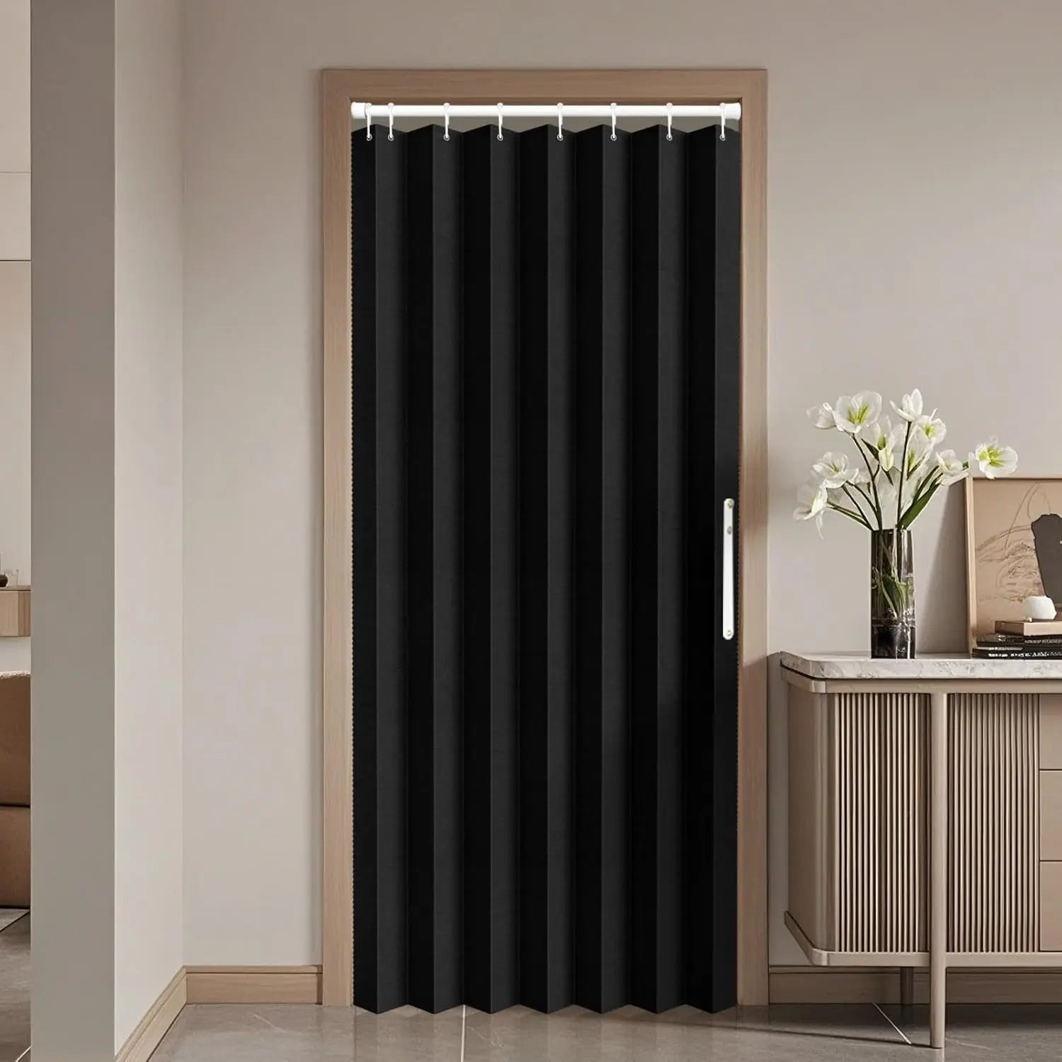 Extra Large Room Divider Curtain for Living Room,Pleated Folding Curtain,Lower Noise Privacy Curtain with Hook for Bedroom