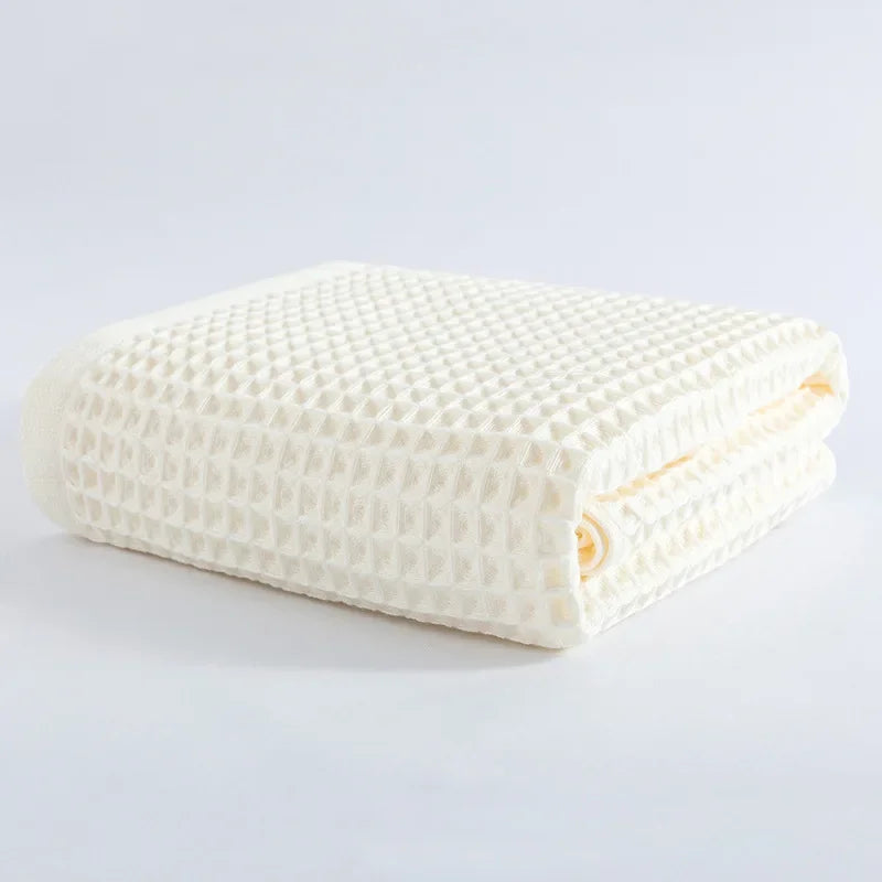 100% Cotton Bath Towel Set for Adult Child Super Absorbent Soft Bathroom Waffle Towel Solid Color Kitchen Clean Towels