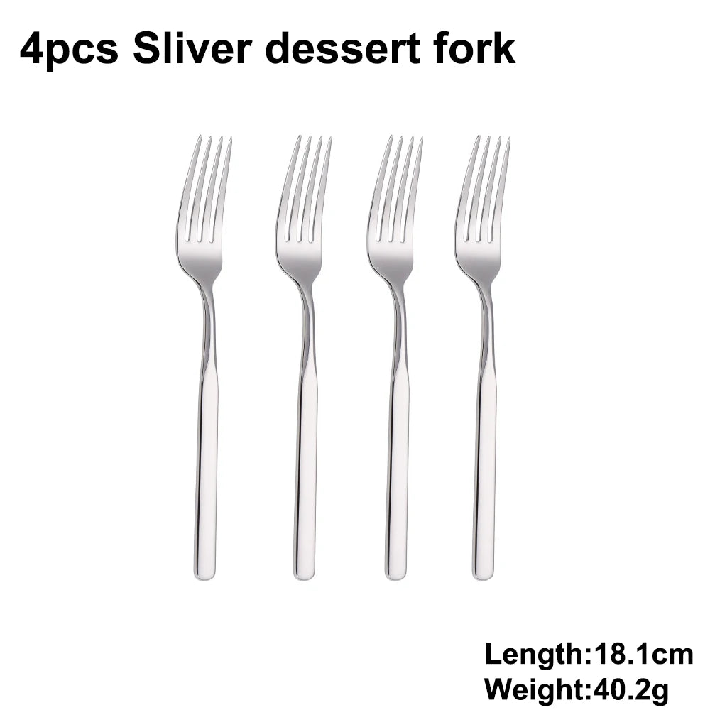 4/6/12/16/18/20/24Pcs Cutlery Set Stainless Steel 304 Tableware Western Knife Fork Spoon Set Mirror Sliverware Dishwasher Safety
