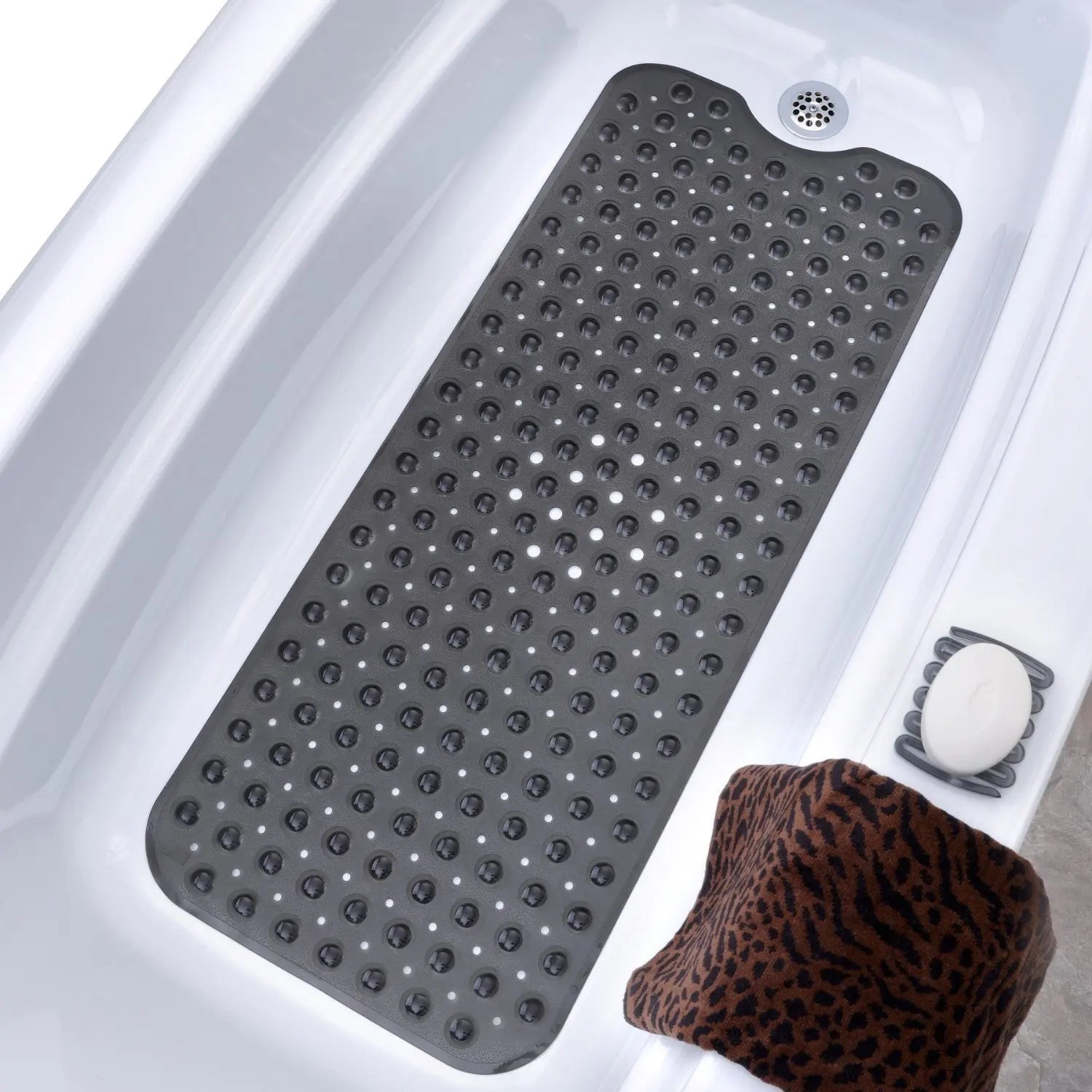 Non-Slip Bathtub Mat Shower Mat with Drain Holes and Suction Cups Machine Washable Household Bathroom Shower Carpet Bathroom