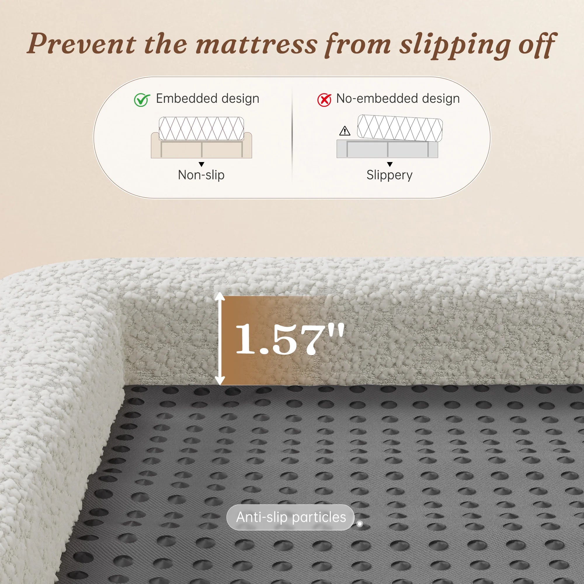 EnHomee Cloud Bed Frame with 4-inch Thick Headboard Protection, Upholstered Soft Bed Frame with Soft Rounded Corners, No Box Spring Needed