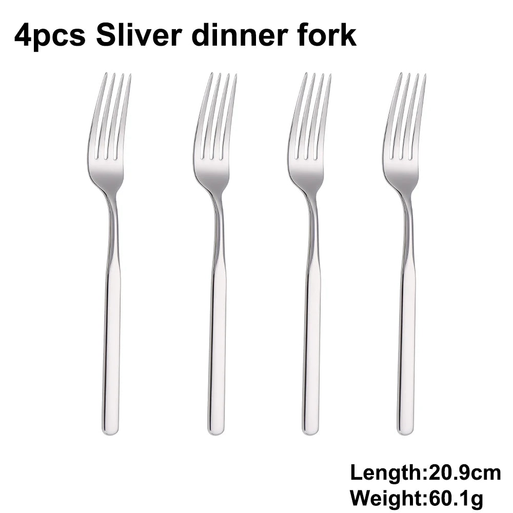 4/6/12/16/18/20/24Pcs Cutlery Set Stainless Steel 304 Tableware Western Knife Fork Spoon Set Mirror Sliverware Dishwasher Safety