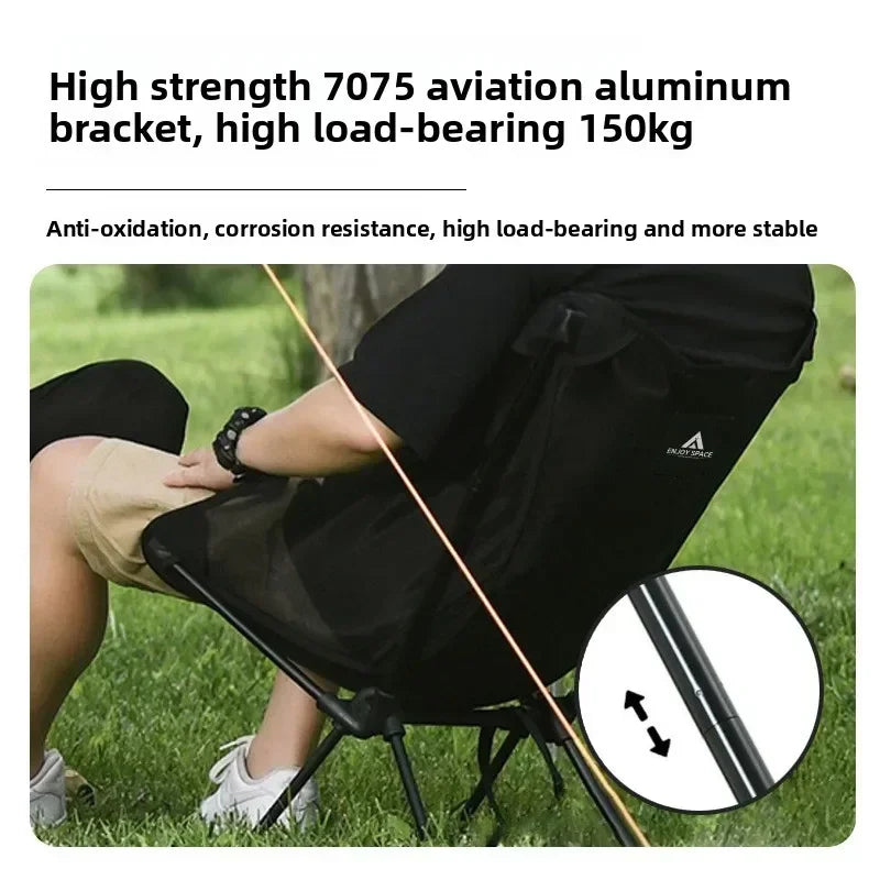 Portable Breathable Moon Chair for Outdoor Camping Fishing - Aluminum Alloy Mesh Anti-Sinking Lightweight Chair