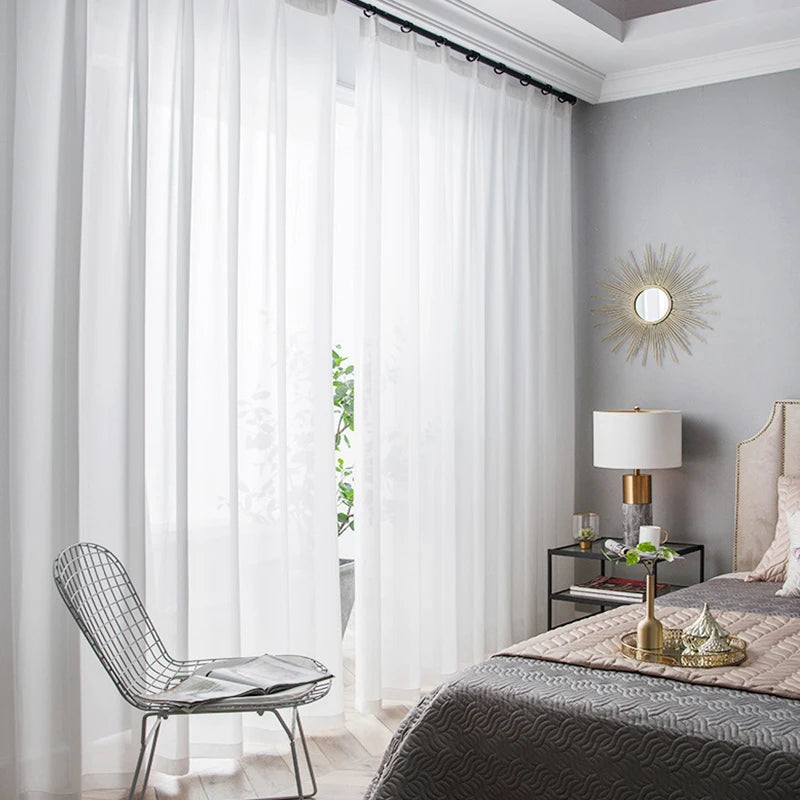 White Sheer Curtains For Living Room Bedroom Window Solid Color Long Tulle Curtain Wedding Curtain Home Decor Voile Party Drapes