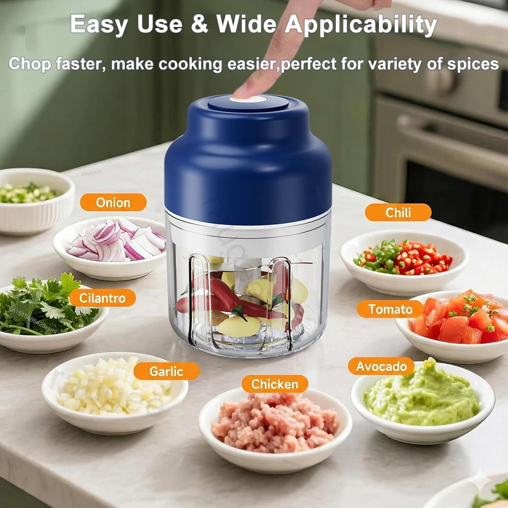 Electric Garlic Chopper Mini Portable Wireless Food Chopper 320ML USB Rechargeable Meat Grinder Vegetable Garlic Masher Blender