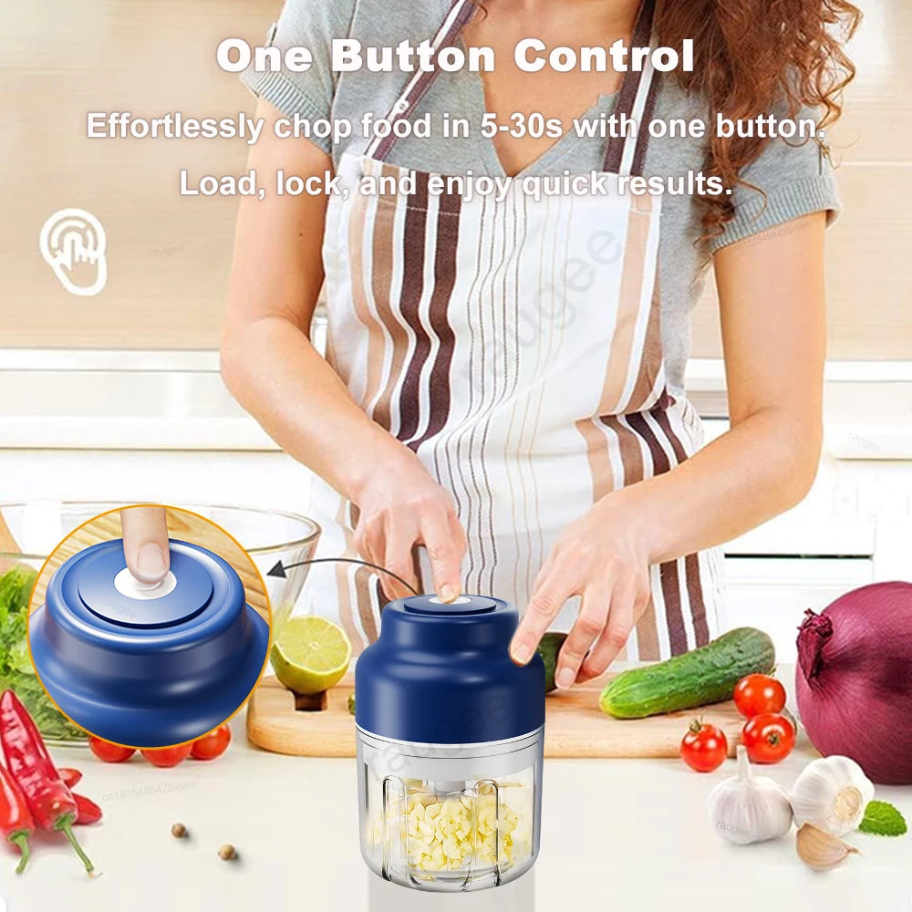 Electric Garlic Chopper Mini Portable Wireless Food Chopper 320ML USB Rechargeable Meat Grinder Vegetable Garlic Masher Blender