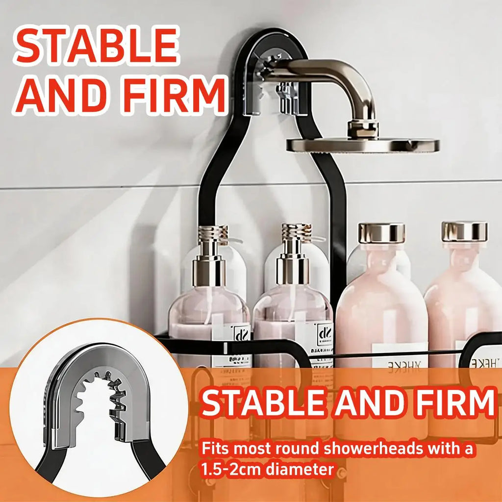 3 Tier Hanging Shower Caddy Over Showerhead Rustproof Bathroom Storage Organizer Rack No Drilling Shampoo Holder Shelf with Removable Soap Basket Hooks for Razor Sponge Black Bathroom Accessories Space Saver