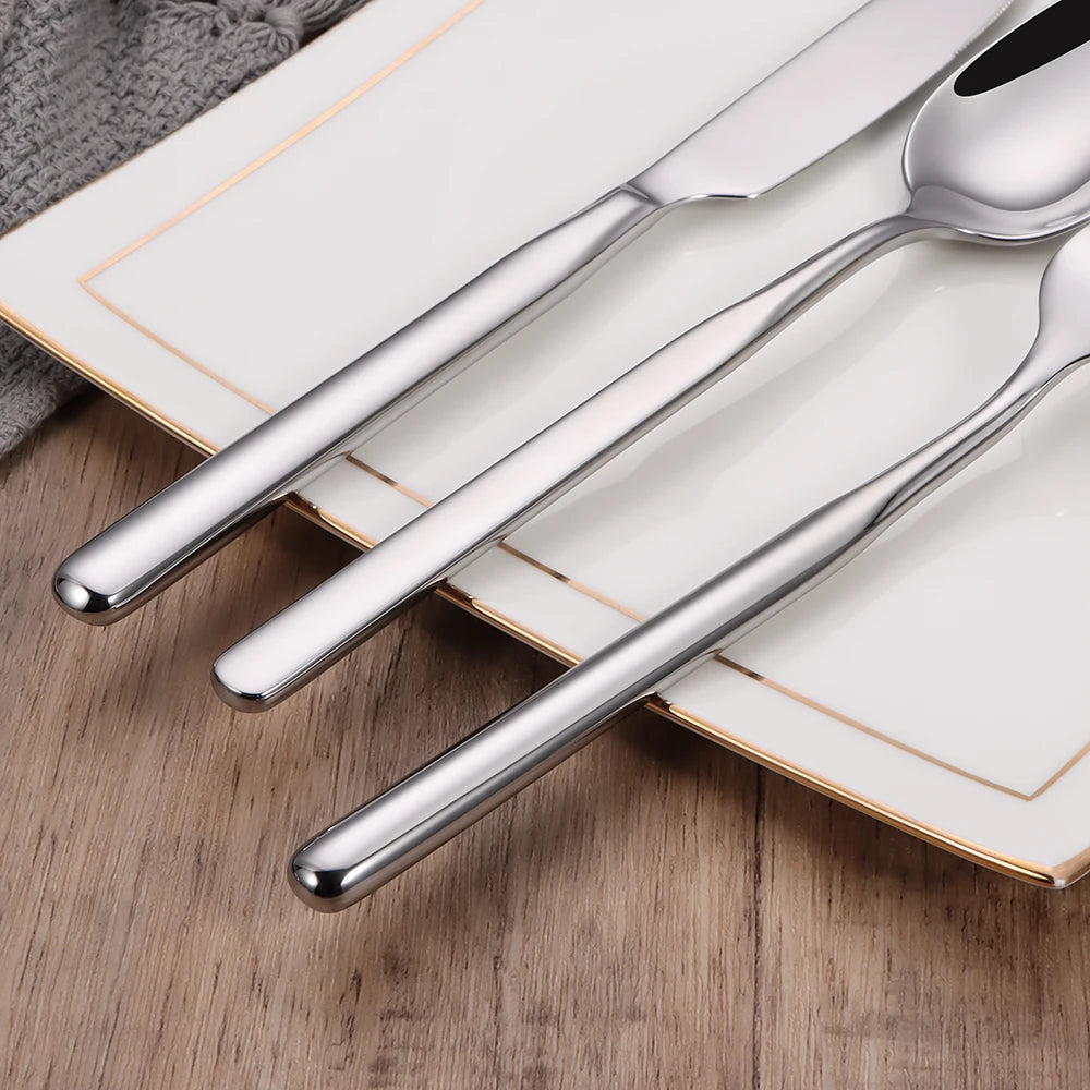 4/6/12/16/18/20/24Pcs Cutlery Set Stainless Steel 304 Tableware Western Knife Fork Spoon Set Mirror Sliverware Dishwasher Safety
