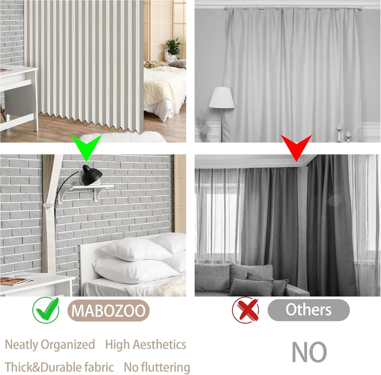 Extra Large Room Divider Curtain for Living Room,Pleated Folding Curtain,Lower Noise Privacy Curtain with Hook for Bedroom