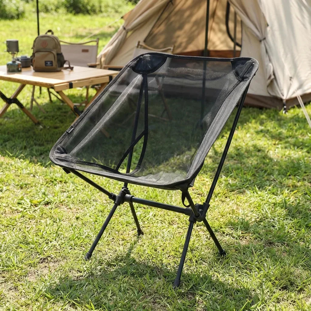 Portable Breathable Moon Chair for Outdoor Camping Fishing - Aluminum Alloy Mesh Anti-Sinking Lightweight Chair