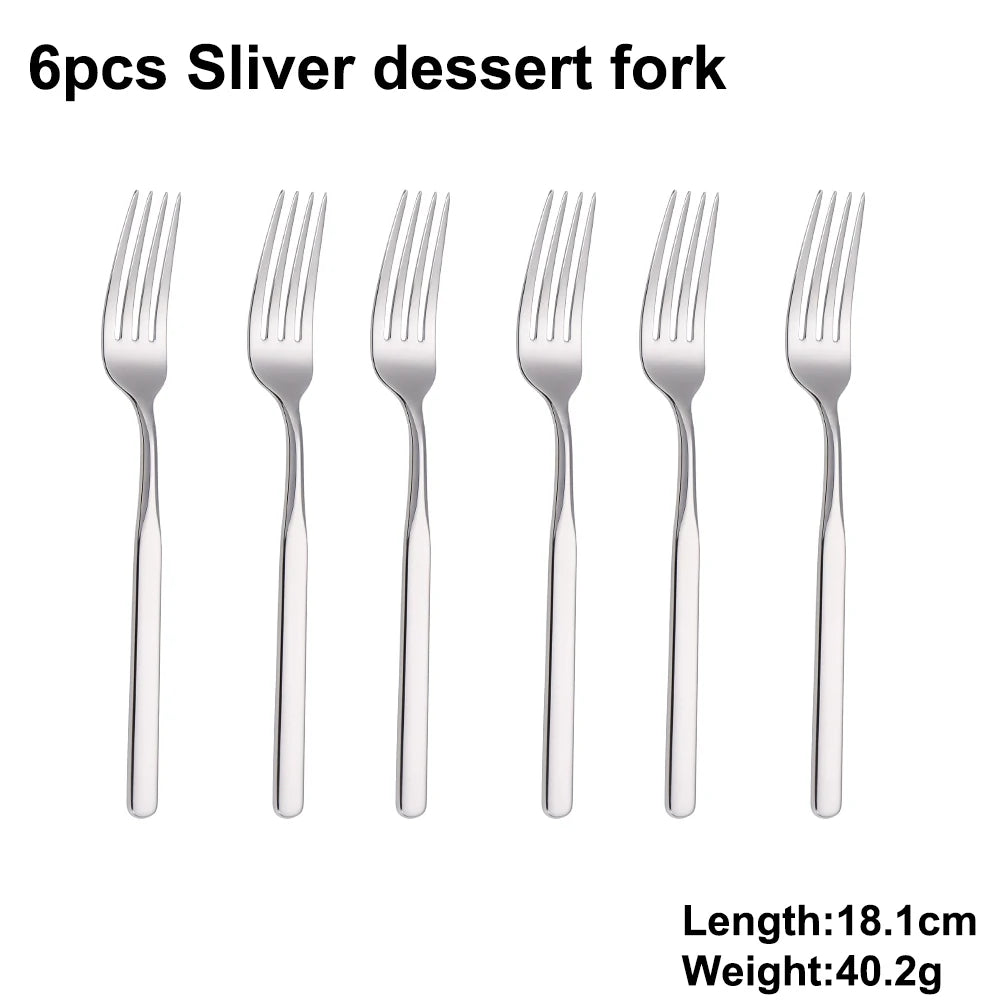 4/6/12/16/18/20/24Pcs Cutlery Set Stainless Steel 304 Tableware Western Knife Fork Spoon Set Mirror Sliverware Dishwasher Safety
