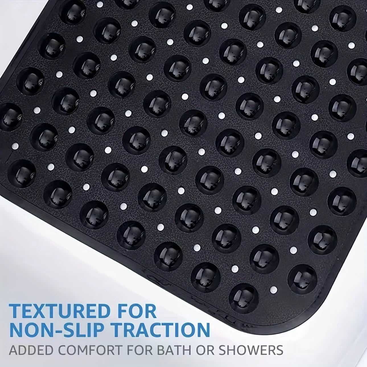 Non-Slip Bathtub Mat Shower Mat with Drain Holes and Suction Cups Machine Washable Household Bathroom Shower Carpet Bathroom
