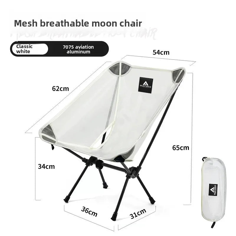 Portable Breathable Moon Chair for Outdoor Camping Fishing - Aluminum Alloy Mesh Anti-Sinking Lightweight Chair