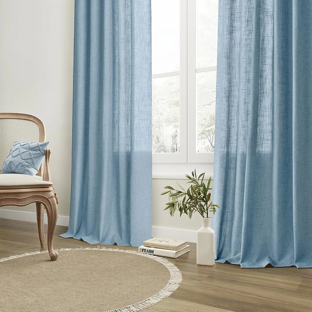 350cm Height Custom Made Sheer Curtain Faux Linen Tulle Living Room Window Curtains Bedroom Curtains Drapes