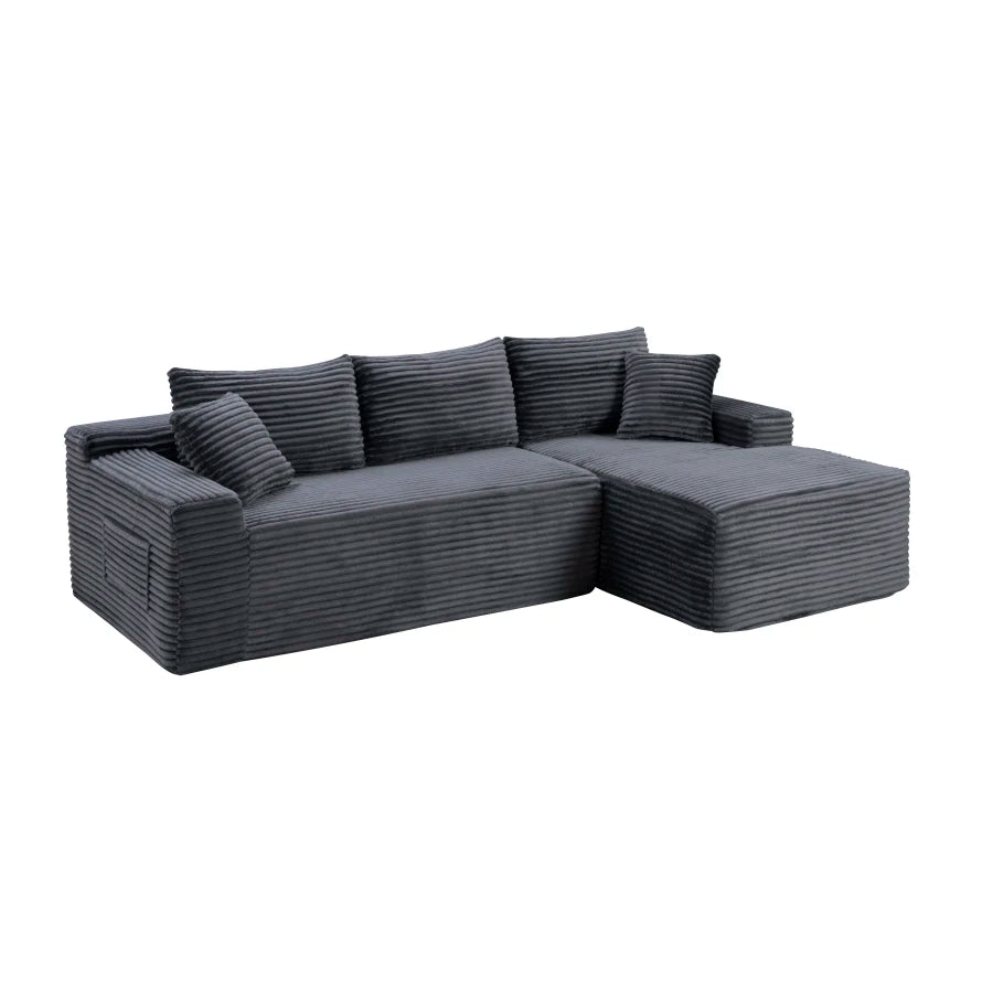 106.3" Cloud Modular Sectional Sofa Couch with L-Shape Chaise, Modern Minimalist Upholstered Couches for Living Room Bedroom, D