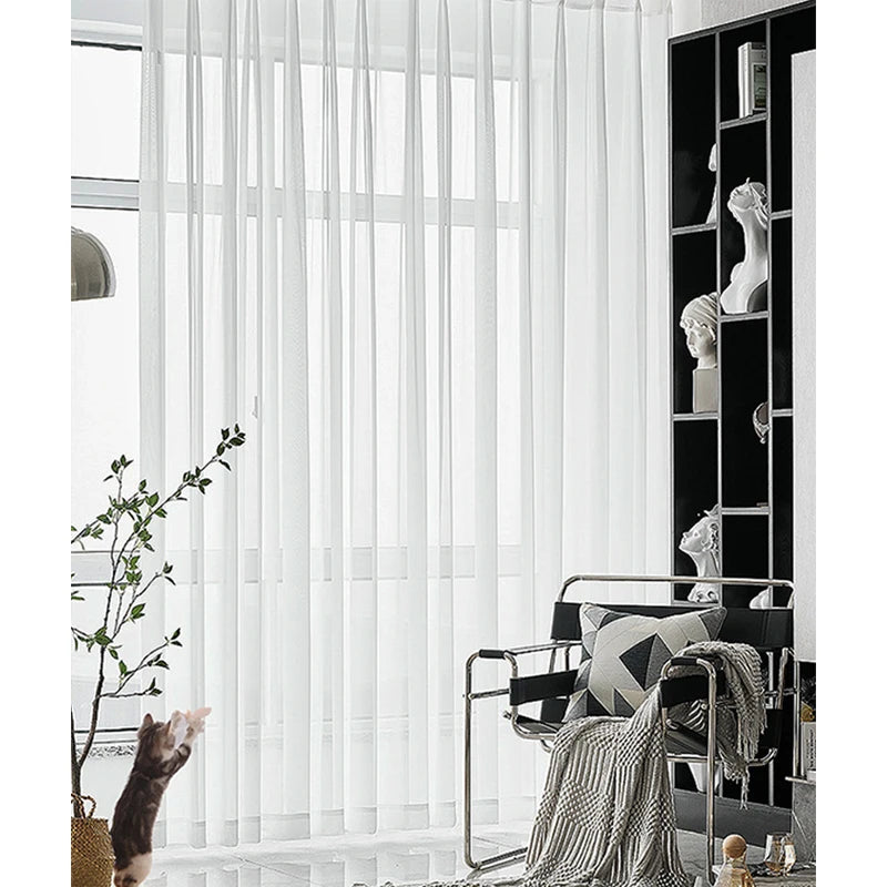 White Sheer Curtains For Living Room Bedroom Window Solid Color Long Tulle Curtain Wedding Curtain Home Decor Voile Party Drapes