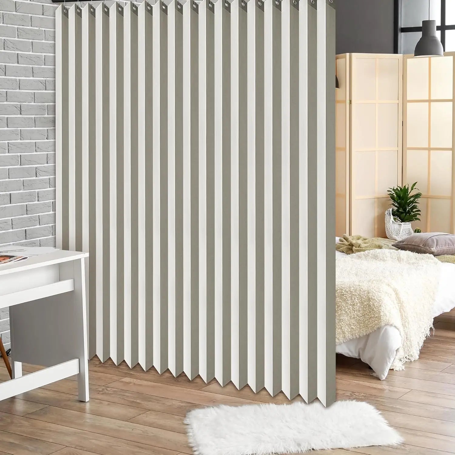 Extra Large Room Divider Curtain for Living Room,Pleated Folding Curtain,Lower Noise Privacy Curtain with Hook for Bedroom