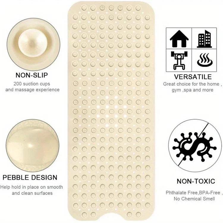 Non-Slip Bathtub Mat Shower Mat with Drain Holes and Suction Cups Machine Washable Household Bathroom Shower Carpet Bathroom