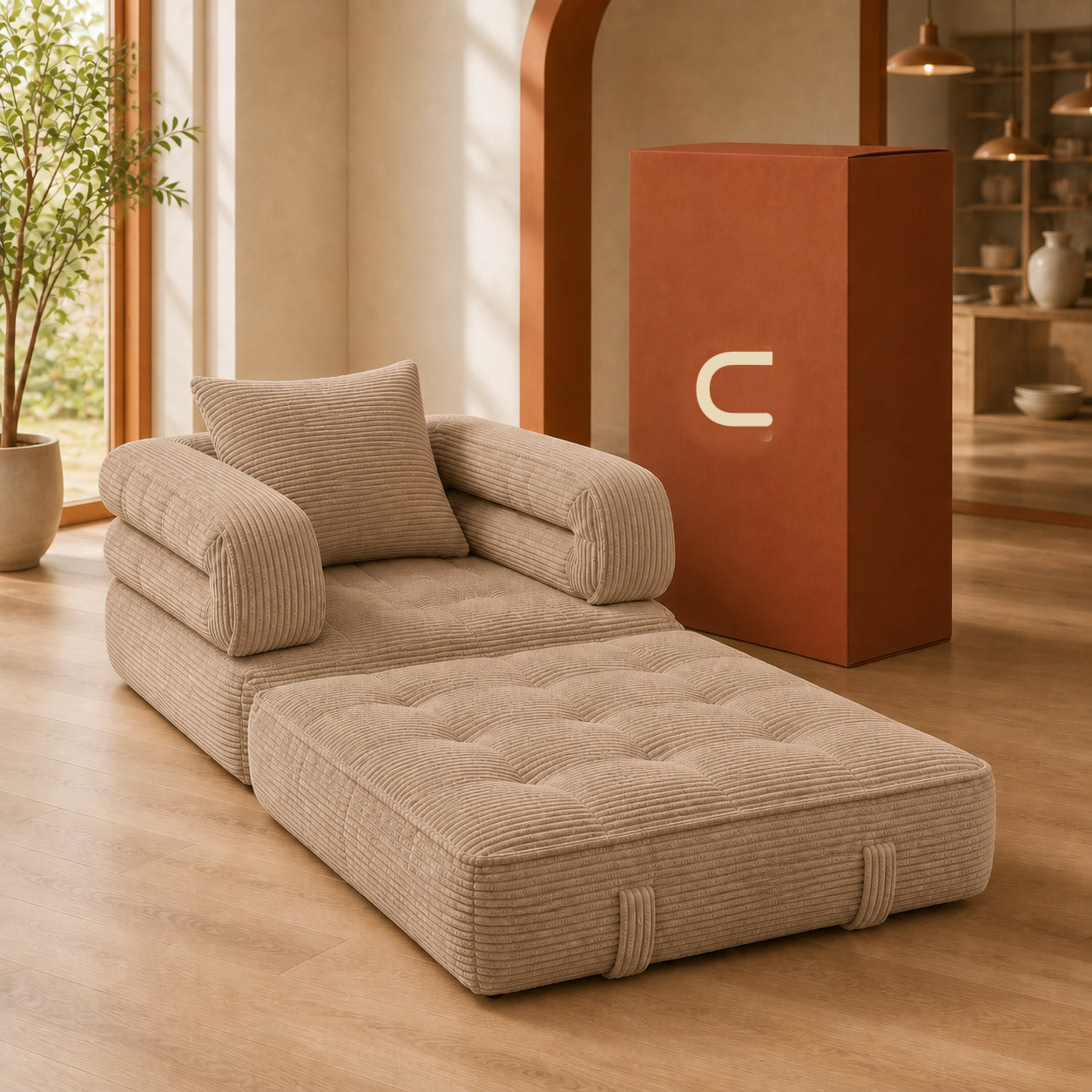 Foldable Cloud Sofa Bed — Beige