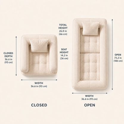 Foldable Cloud Sofa Bed — Dimensions