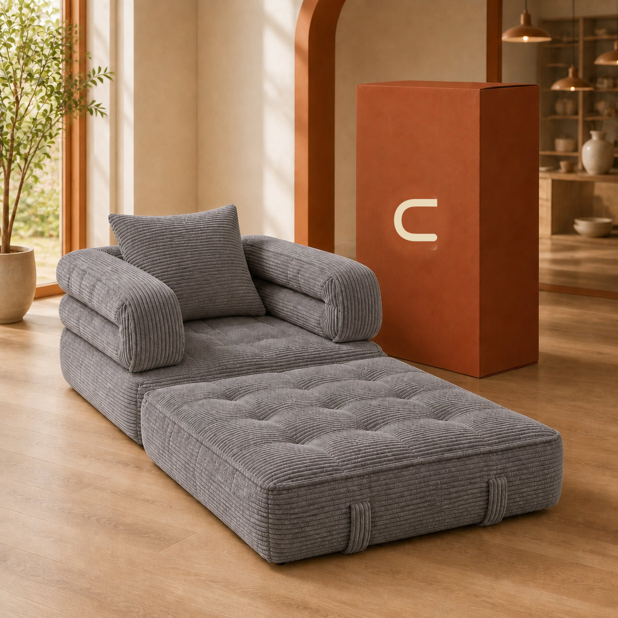 Foldable Cloud Sofa Bed — Gray