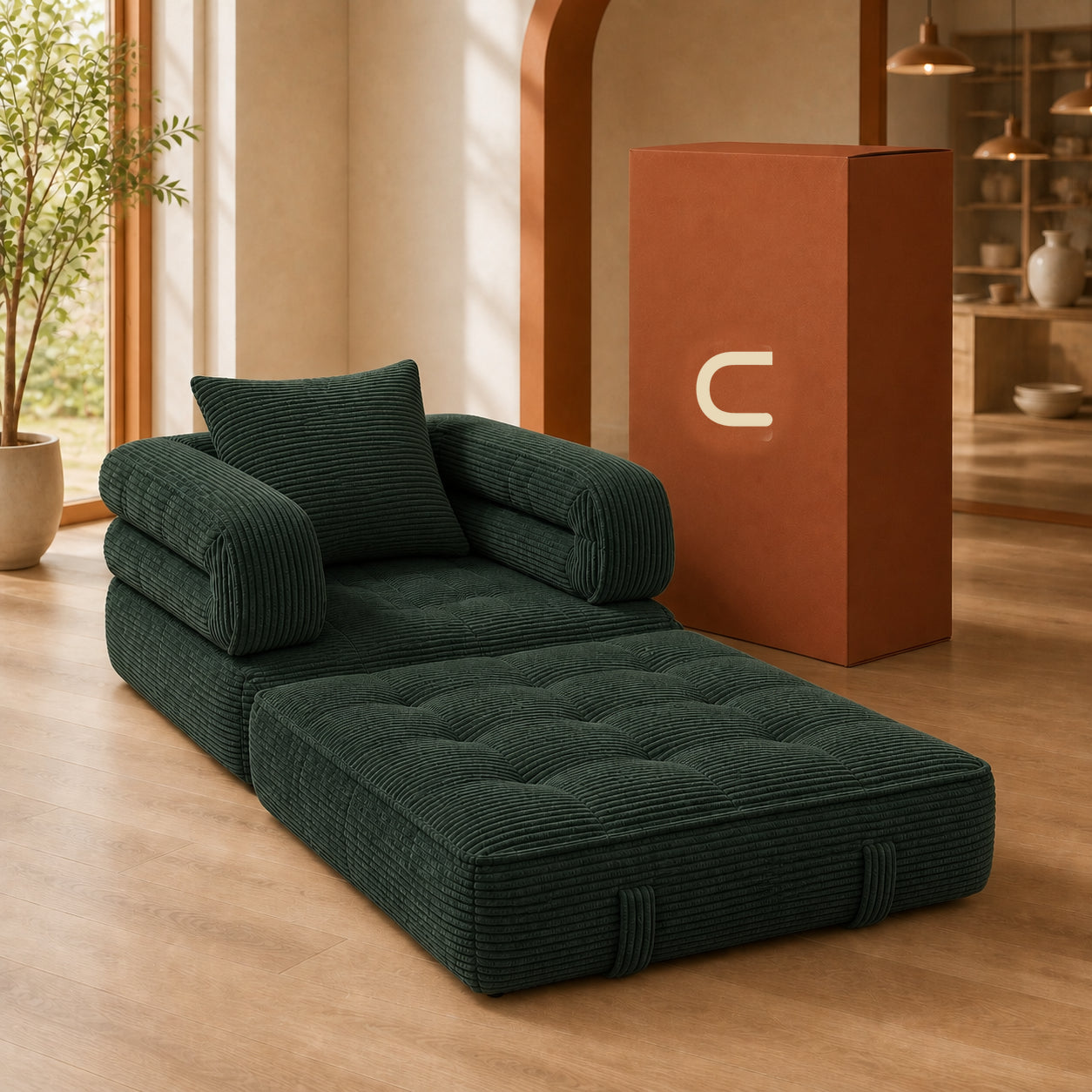 Foldable Cloud Sofa Bed — Green