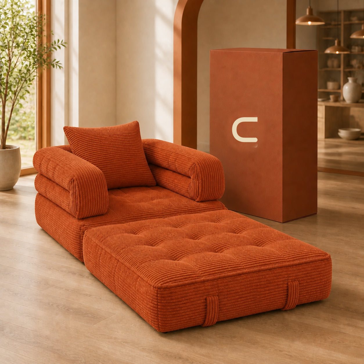 Foldable Cloud Sofa Bed — Orange