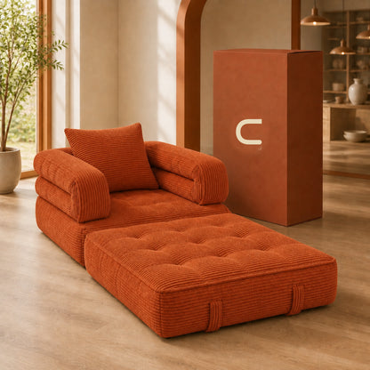 Foldable Cloud Sofa Bed — Orange