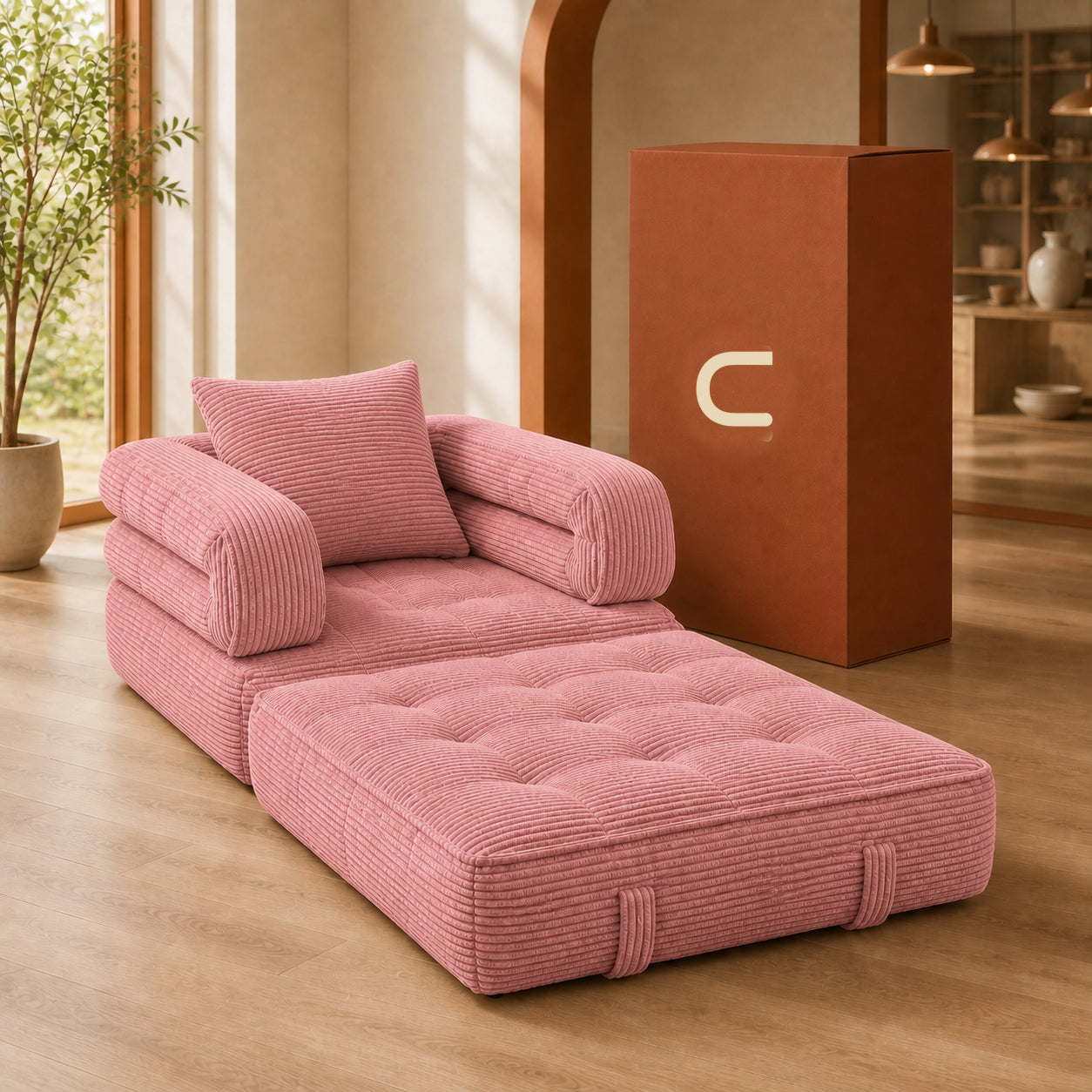 Foldable Cloud Sofa Bed — Pink