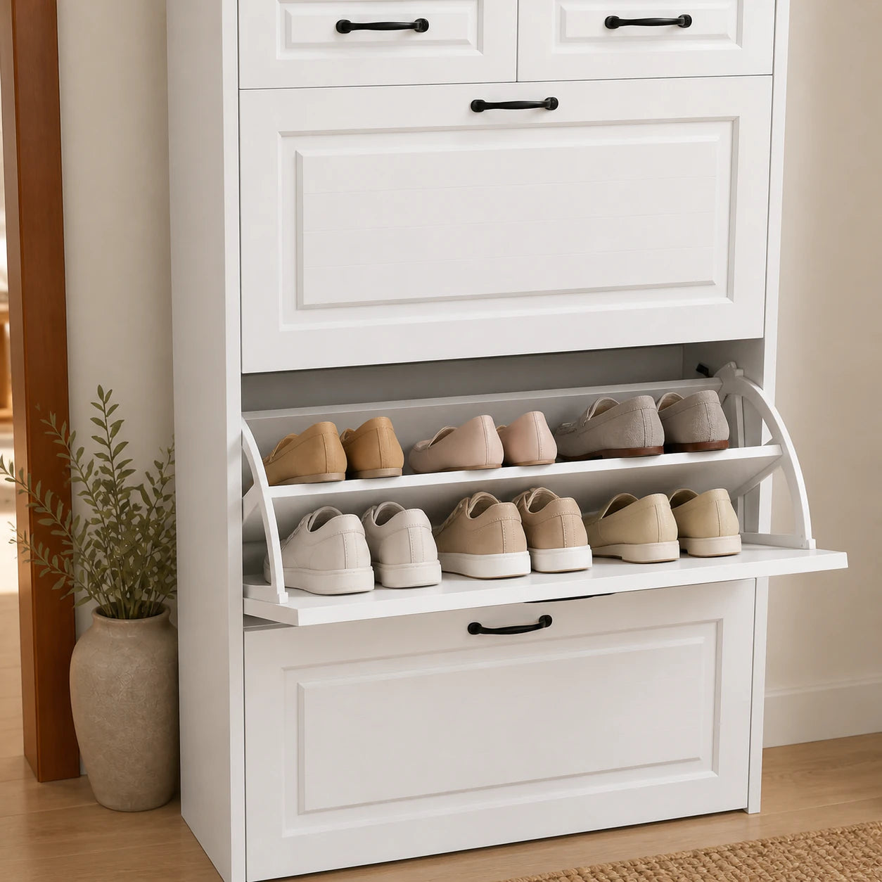 Slim Shoe Storage Cabinet — Adjustable shelf