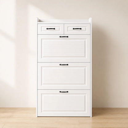 Slim Shoe Storage Cabinet — White closed