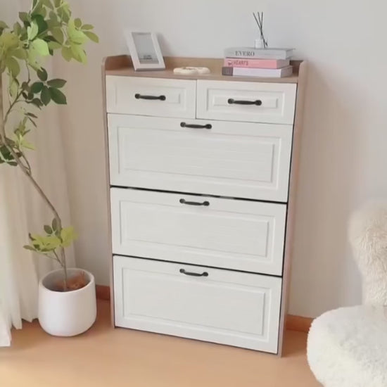 Slim Shoe Storage Cabinet in use